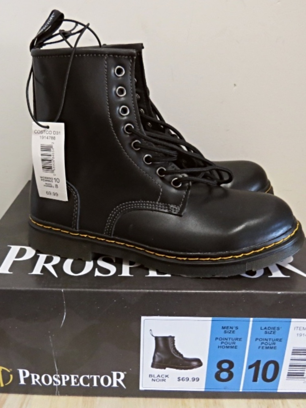 NEW. Unisex Prospector Combat Style Boots size 8 Men's or 10 Ladies